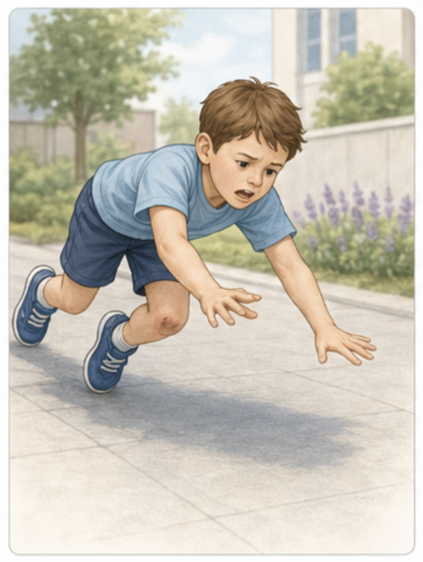 Imagen representativa de caídas frecuentes o tropiezos en niños.