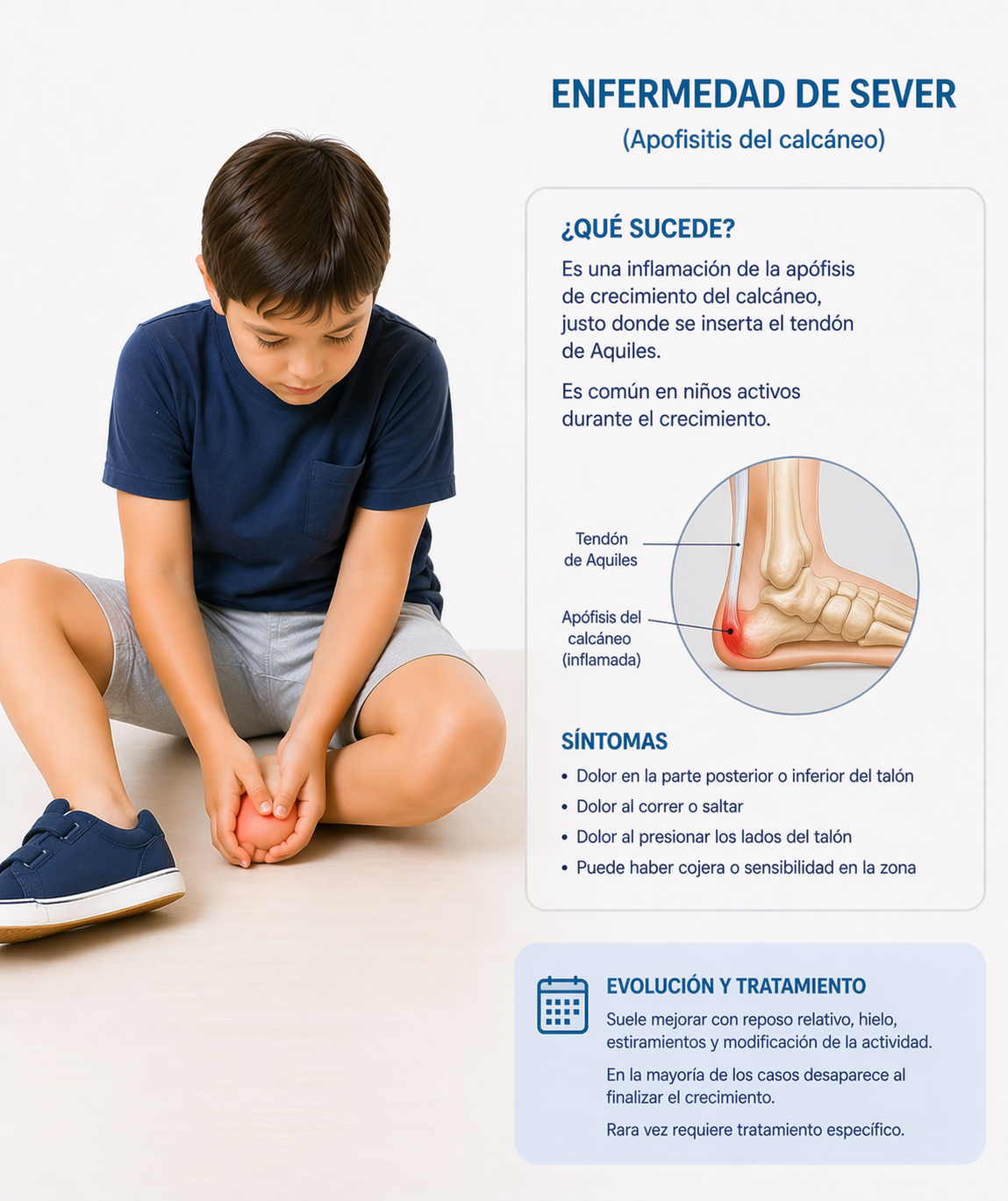 Ilustración adicional de enfermedad de Sever o dolor en el talón.